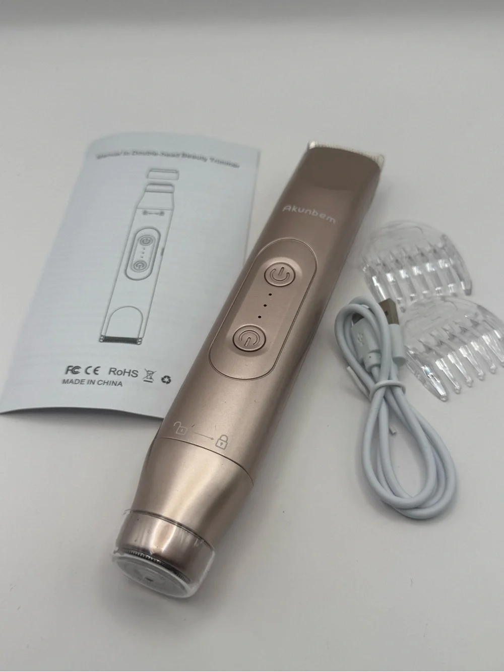 Akin ‘em Rose Gold Rechargeable Women's Facial Hair Remover